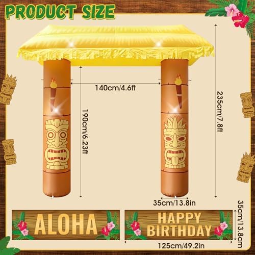 7.8ft luau tiki hut inflatable arch for summer shown in use