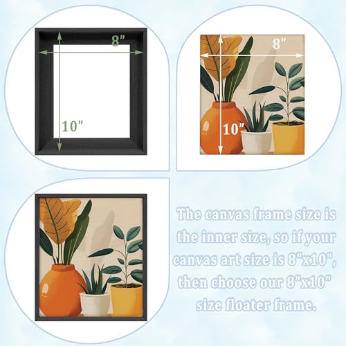 solid wood 12x16 canvas frame,0.9" deep floater frame,black shown in use