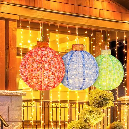 tangkula 3 pieces christmas lighted pop up holiday shown in use