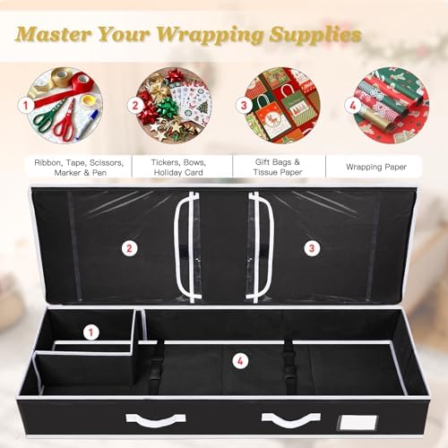 criusia gift wrapping paper organizer storage, durable underbed, view 9