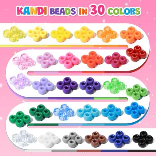 umikk 10000pcs pony beads, 30 colors plastic kandi, side view