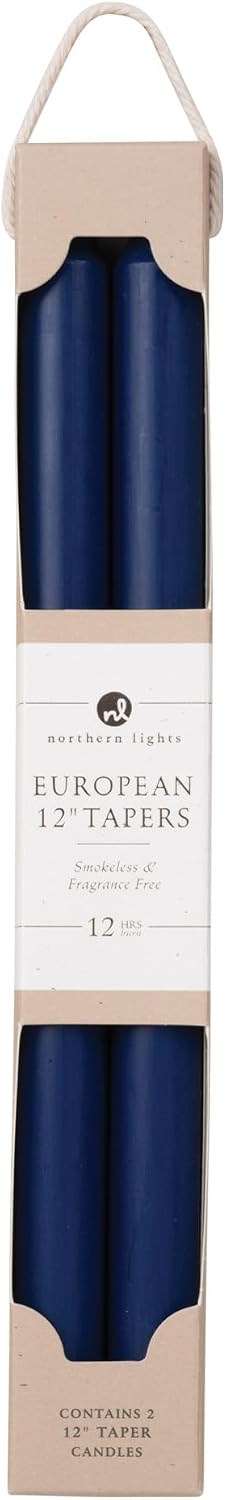 Northern Lights Candles - 12" 2PK Premium Tapers, Midnight Blue - 72860