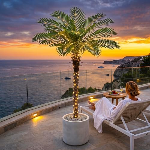 6ft artificial phoenix palm tree for outdoors, tall, front angle view