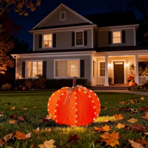 glitzhome fall lighted outdoor decor, 32" d 3d, side view