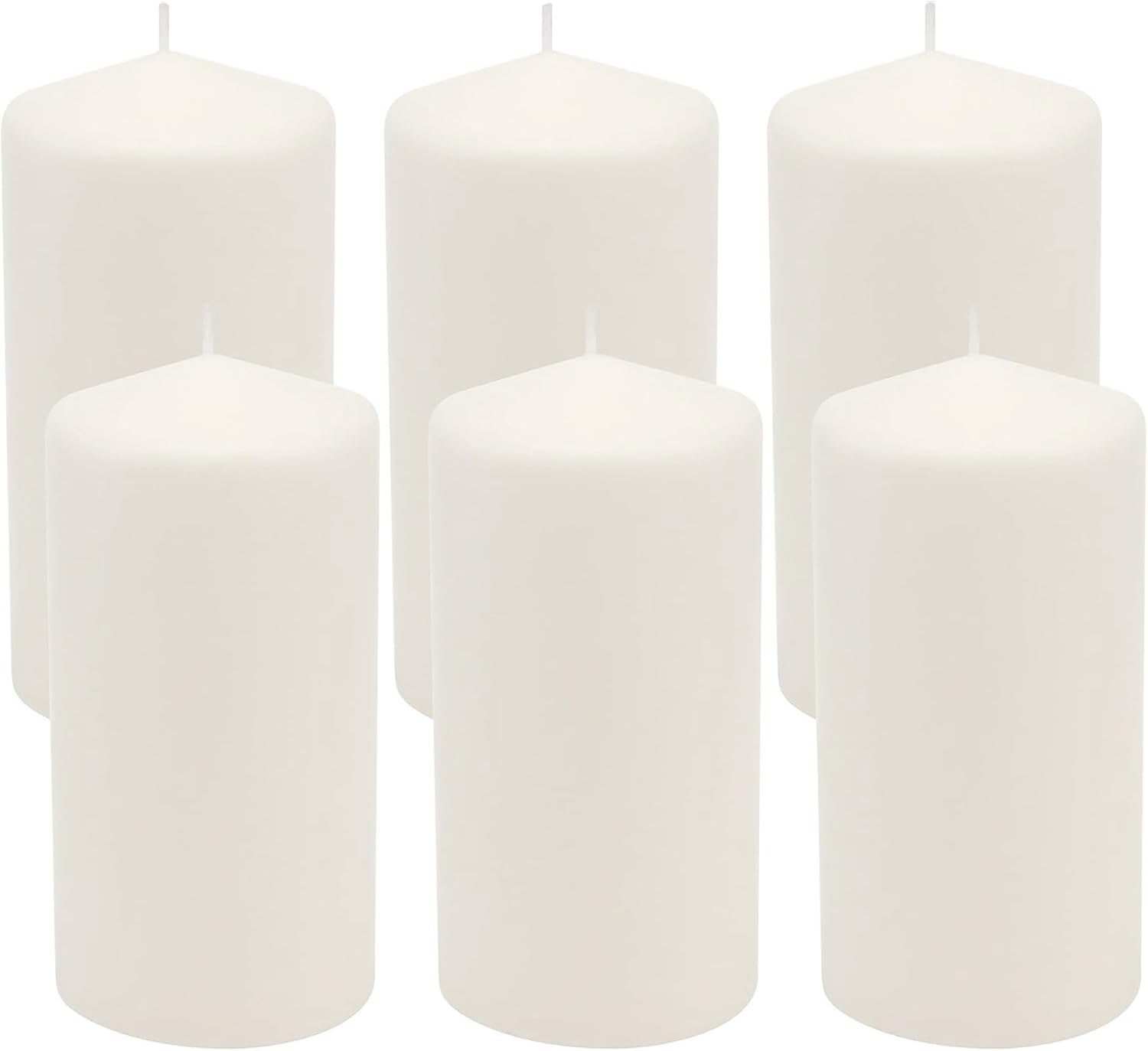 Stonebriar Unscented White Tall Pillar Candles, 65 Hour Burning Candle Pillars, Perfect for Decor, Weddings, Emergencies 3" X 6", 6 count