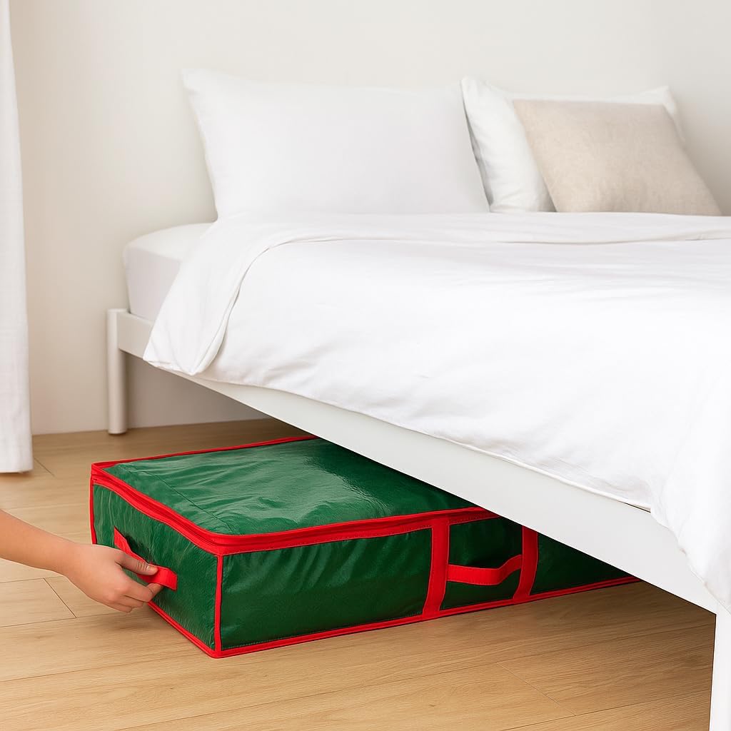 Sattiyrch Underbed Gift Wrap Organizer,Gift Wrapping Paper Storage Container,Holds up to 20 Rolls,41"W x 14"D x 5.5"H (Green)