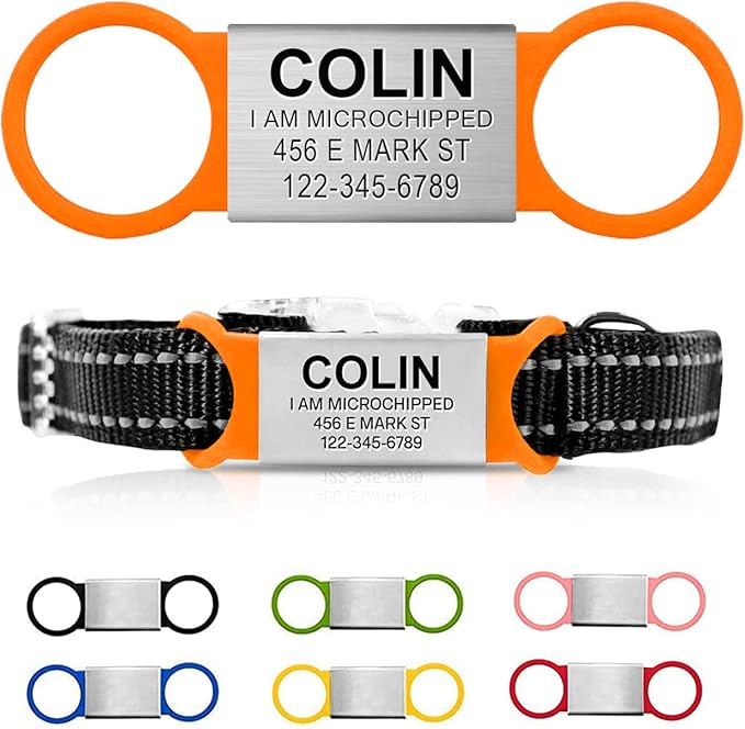 Personalized Dog & Cat ID Tags - Engraved Dog Name Tags - Slide On, Silent & Customizable for Small, Medium & Large Pets