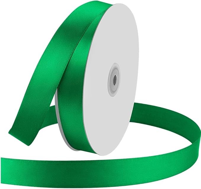 1" Wide x 100 Yards Single Face Polyester Satin Ribbon, Satin Ribbon for Crafts, Gift, Hair Bows, Wedding Party Decoration, Bow Making & Other Projects (Green)