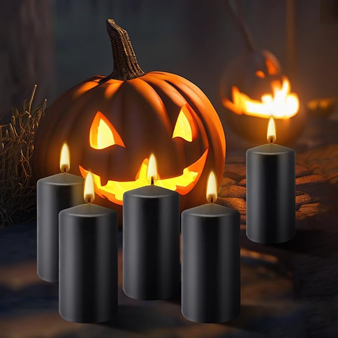 Set of 20 | 2X 4 inch Tall Pillar Candles, Soy Wax. Perfect for Candlelight Dinner, Home Decoration, Party, Wedding.(Black)