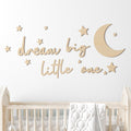 Briwooody 15 Pcs Moon and Stars Nursery Decor Dream Big Little One Wall Decor Boho Neutral Babyroom Wall Art Nursery Sign for Boys Girls Bedroom Home Farmhouse Living Playroom(Wood Color)