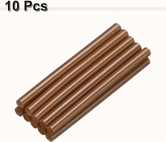 HARFINGTON 10pcs Hot Glue Sticks 0.28" Dia x 3.94" Long EVA Mini Hot Melt Adhesive Glue Stick for Hot Melt Gun Wood Plastic Glass Flowers Fabrics Foam, Brown