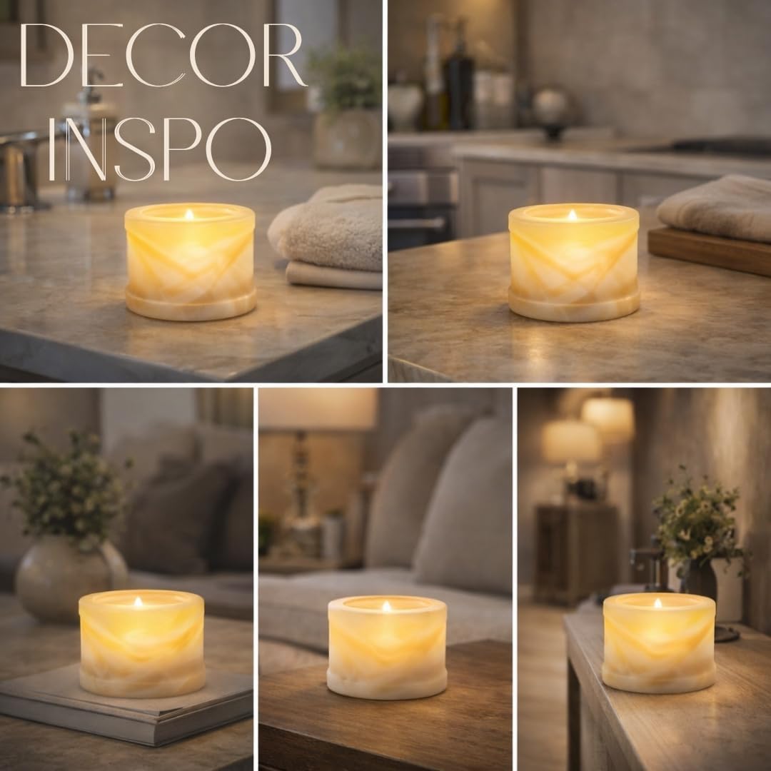 CraftsOfEgypt Egyptian Real Alabaster Stone/Marble Candle Holder Votive