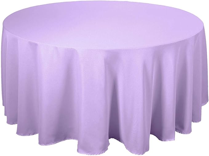 Efavormart Round Tablecloth, 120 Inch Stain & Wrinkle Resistant Washable Table Cloth, Decorative Polyester Fabric Table Cover for Banquet, Wedding, Dining - Lavender