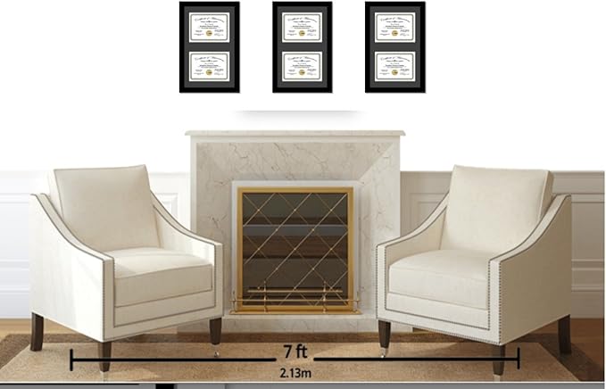 Creative Picture Frames 16X24Bk-B Black Vertical Double Diploma Frame With 2 Opening Black Mat, Holds 2-11X14-Inch Documents With Wall Hanger
