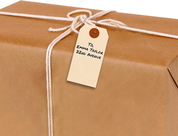 SmartSign Blank Manila Shipping Tags with Wire, Size #3 | PreWired, 13pt Cardstock Tags, 3 3/4" x 1 7/8", Pack of 100