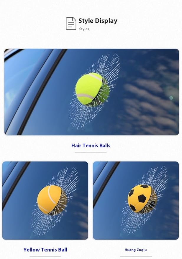 Car 3D elf Ball car Sticker, car Window Funny Creative Decorative Sticker(18cmx18cmx3cm) (Yellow Tennis Ball)
