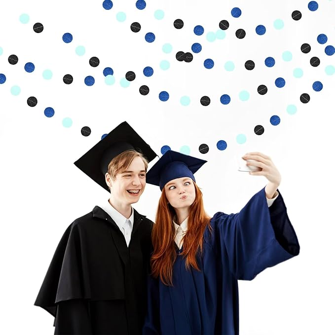 Navy-Blue Black Birthday Party-Decorations Streamers - 52FT Graduation Hanging Paper Garland Banner,Baby Bridal Shower Wedding Bachelorette Fathers Day Supplies Backdrop Decor Hugtmr