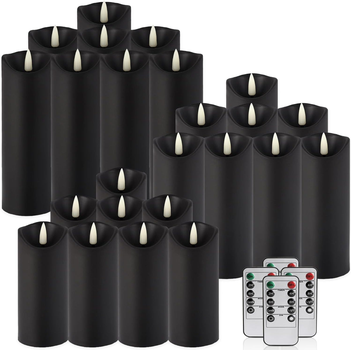 fclayvts Realistic Flameless LED Candle Black Set of 24, Battery Operated wit...