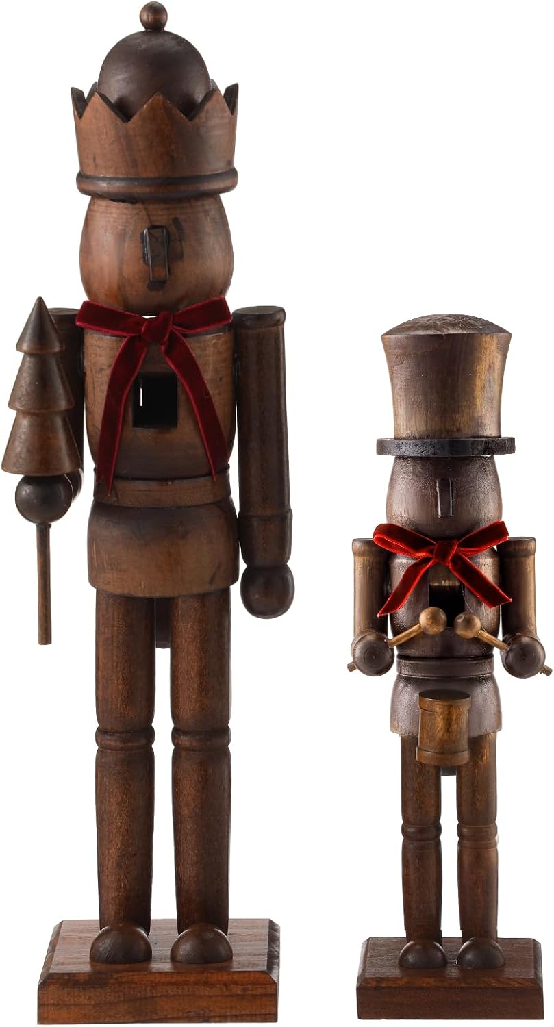 weysat 2 pcs dark wood christmas nutcracker figure, main product view