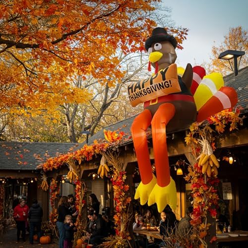 8ft led lighted thanksgiving fall inflatables turkey outdoor shown in use