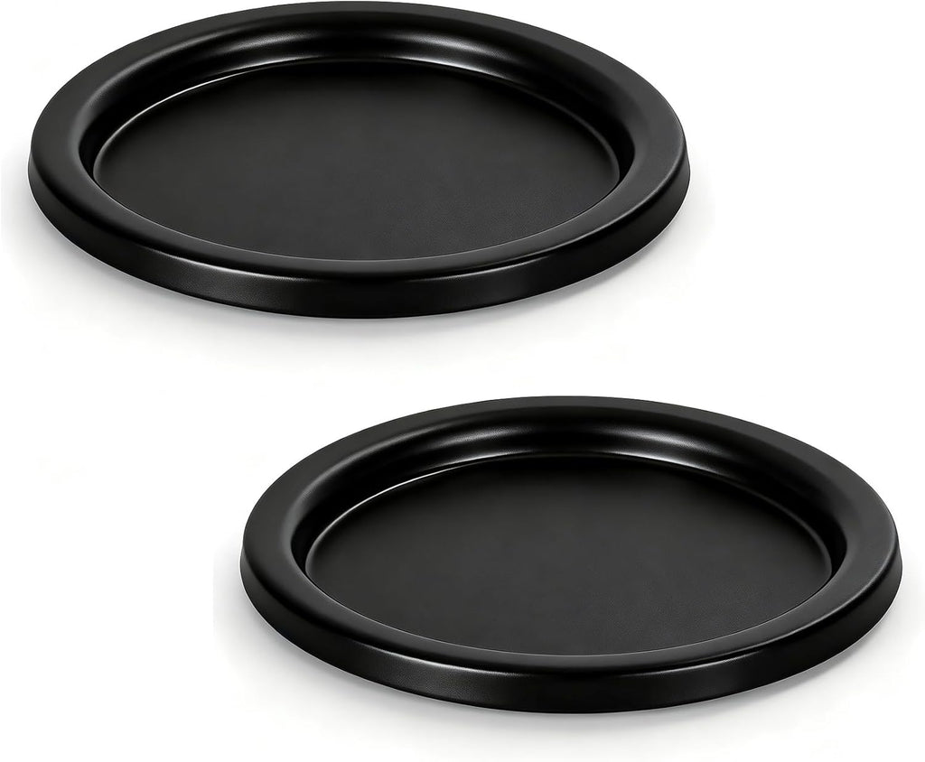 Matte Black Candle Holders Set of 2, Iron Pillar Candle Tray for 3 Inch Candles, Wax Catching Metal Candle Plate for Wick & LED Candles, Decorative Candle Stand for Table Centerpiece