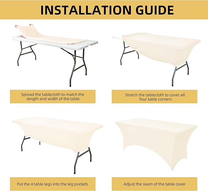 2-Pack 6ft Spandex Table Covers for Rectangle Standard Folding Tables - Wrinkle Resistant Stretch Tablecloths - Ultimate Fitted Table Protector for Parties, Trade Shows, Banquet