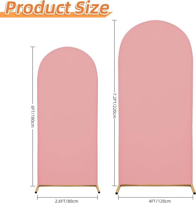 Wedding Arch Covers Arch Backdrop Cover Arch Stand Covers 7.2FT 6FT Set of 3 Arch Cover Spandex Fabric Stretchy Backdrop for Wedding Birthday Party Decoration Baby Shower (Light Pink)