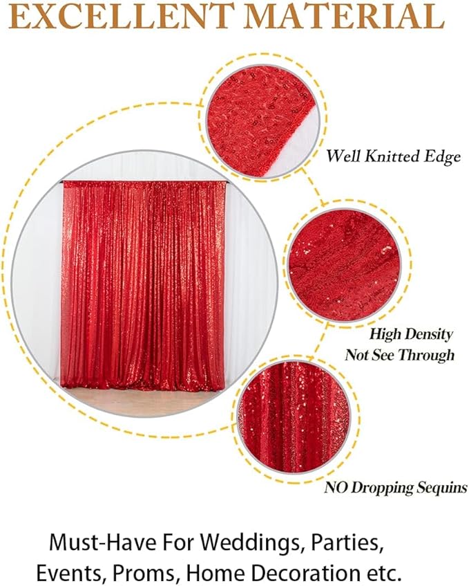 ShinyBeauty Red Sequin-Backdrop-20FTx10FT Sequin Fabric Backdrop for Photoshoot Red Wedding Drapes Heavy Duty Backdrop 10FT Glitter Backdrops Happy Birthday, Baby Shower Background