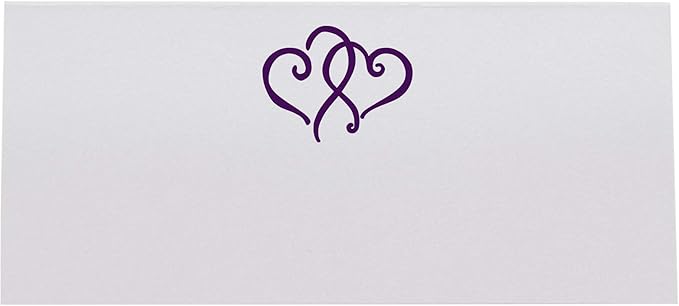Linked Hearts Printable Place Cards, Eggplant (Choose Color), Set of 60 (10 Sheets), Laser & Inkjet Printers - Wedding, Party, Dinner, and Special Events - Made in the USA