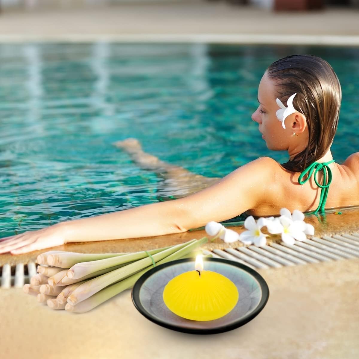 12 Pack 3 Inch Citronella Floating Candles for Summer, 10 Hour Yellow Dripless Tealight Candles for Cylinder Vases, Centerpieces at Wedding Party Pool Holiday