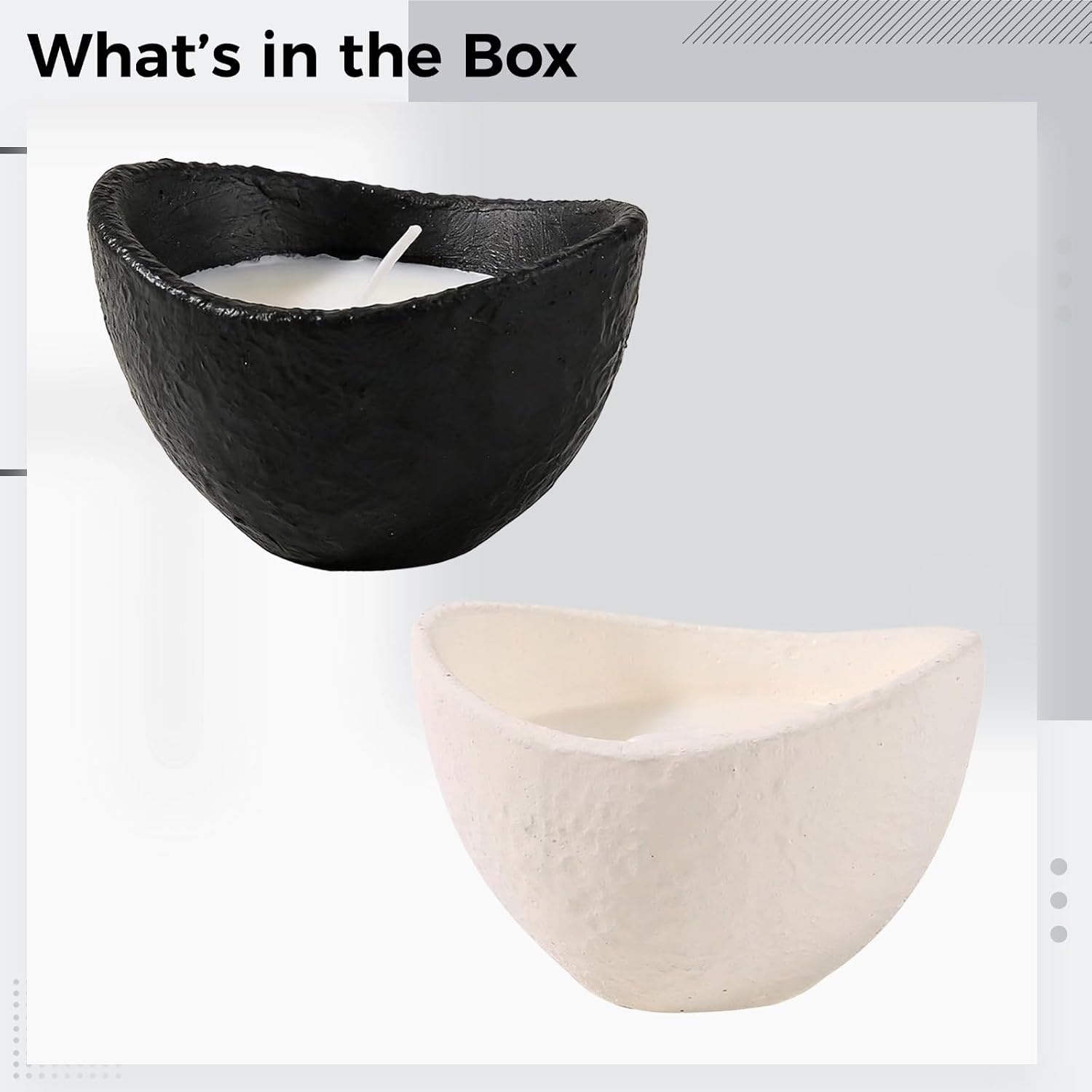 2 Pcs Ceramic Candle Container, Black & White Ingot-Shaped Farmhouse Style, 4 x 2.6 in / 10.2 x 6.5 cm Rustic Bowl Shape Candle Holder, DIY Candle/Aroma Diffuser, Home Decor
