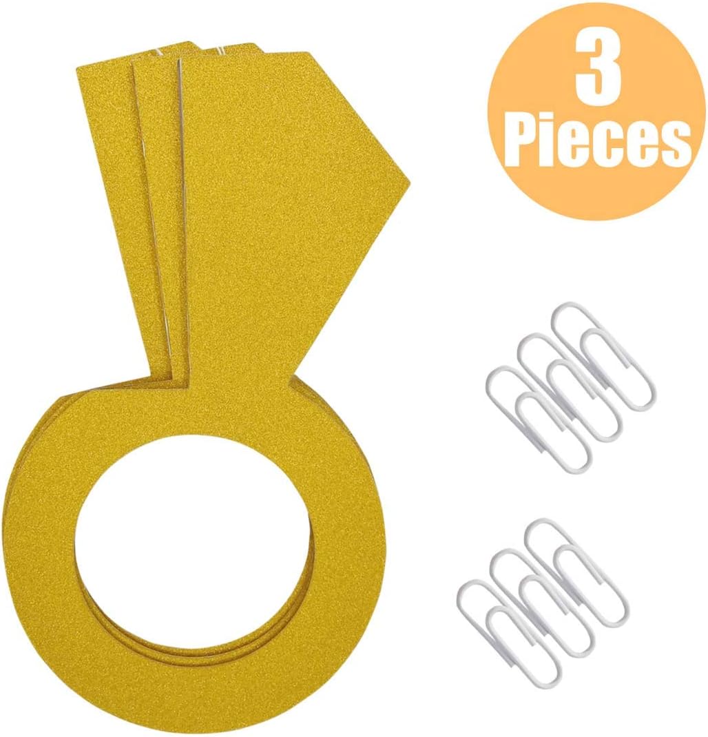 TTSAM Glitter Gold Honeycomb Diamond Ring Hanging Decorations (3 Pieces) Bachelorette Party Engagement Party Bridal Shower Wedding Anniversary Supplies