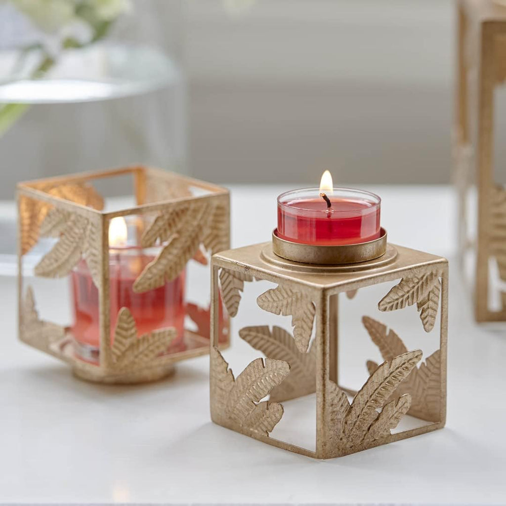 PartyLite Golden Square Votive Candle Holder Set/Pair