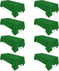 8 Pack Green Table Cloth 60 x 102 Inch Rectangular Tablecloths for 6 Foot Rectangle Tables, Wrinkle Resistant Green Tablecloth Washable Polyester Fabric Table Covers for Buffet Wedding Party Banquet