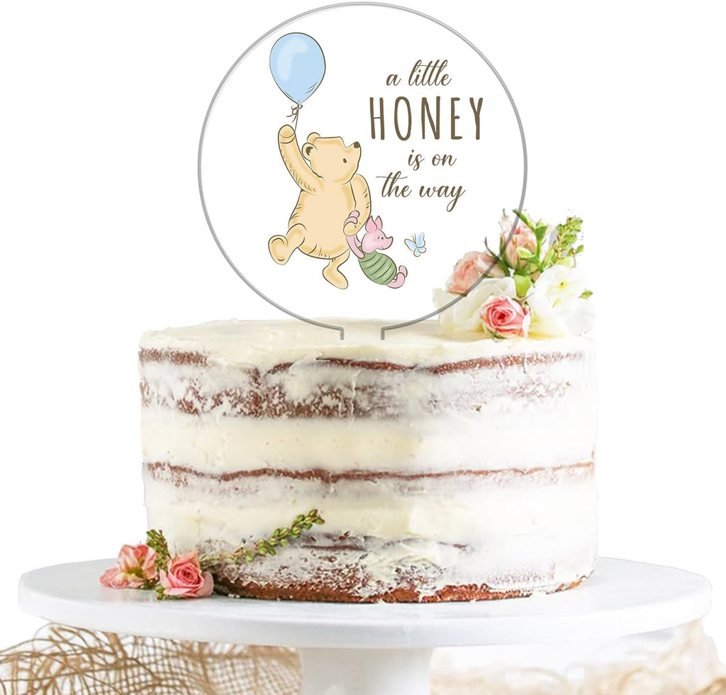 Classic Winnie Cake Topper, The Pooh Baby Shower Decor,Party Decorations, The Pooh Cake Topper Acrylic for Baby Shower, Winnie Baby Shower Gender Reveal Birthday Party Decorations Centerpieces