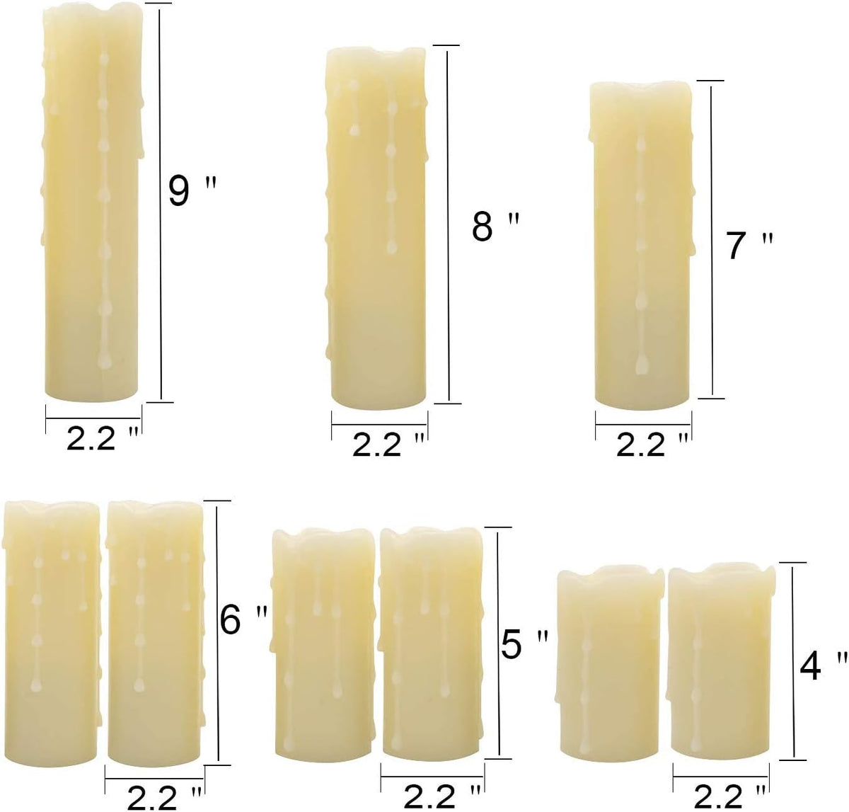 9 Pack Flameless Pillar Candles Battery Operated with Remote Timer