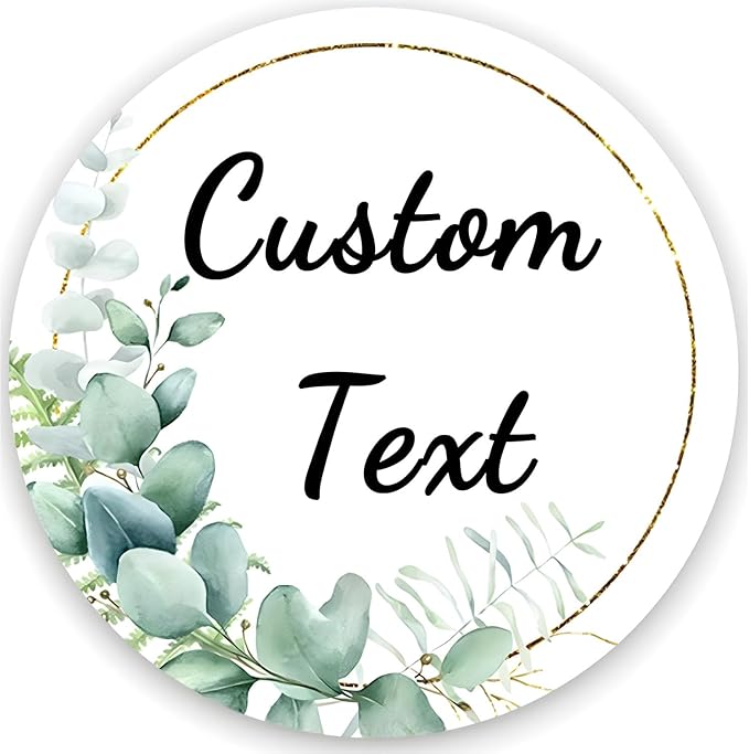 Custom Stickers for Weddings, Birthdays & Businesses - Personalized Labels with Your Logo - Waterproof, Fade and Heat Resistant - Pack of 100-1000 (Wreath C, 4 Inch)