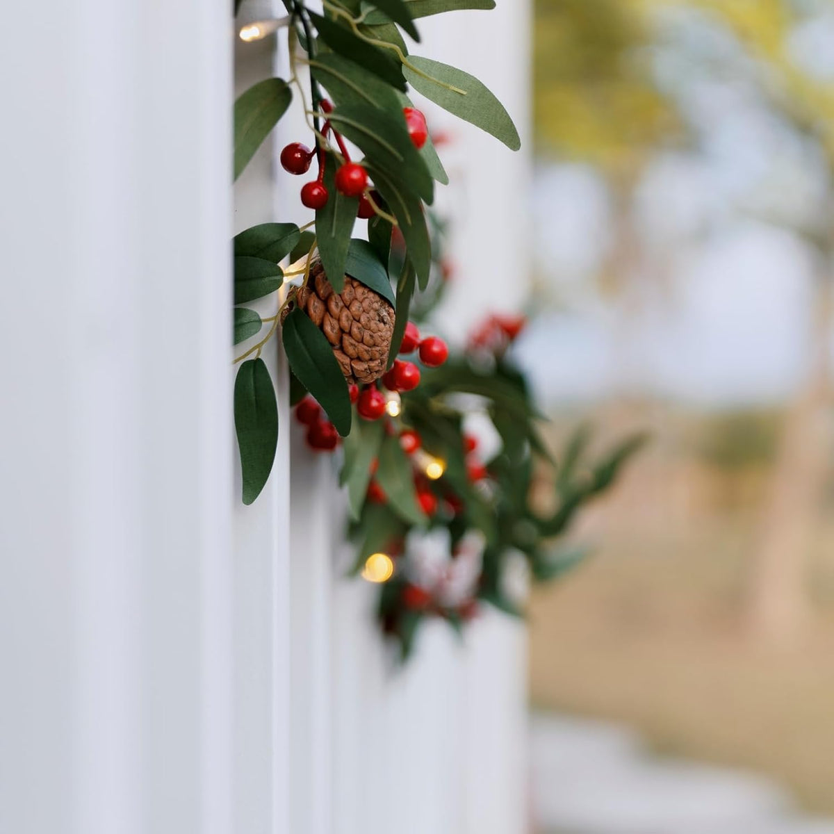 6ft pre-lit christmas garland with lights - artificial, side view