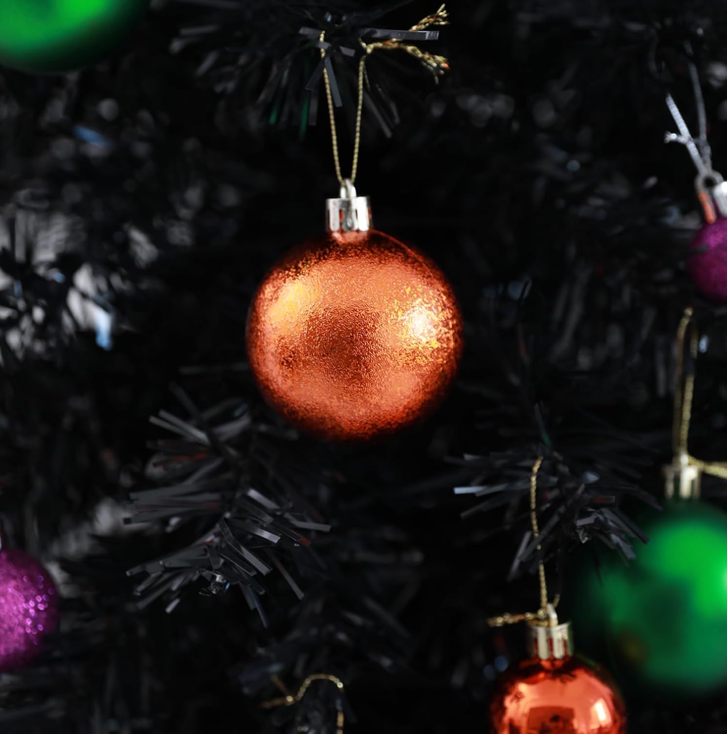 HipTree 1.57Inch 30ct Halloween Ornaments Decorations for Mini Tree | Nightmare Before Christmas Purple/Orange/Green/Black Ball Ornaments Set for Table Indoor Fall Holiday Party Home Decor