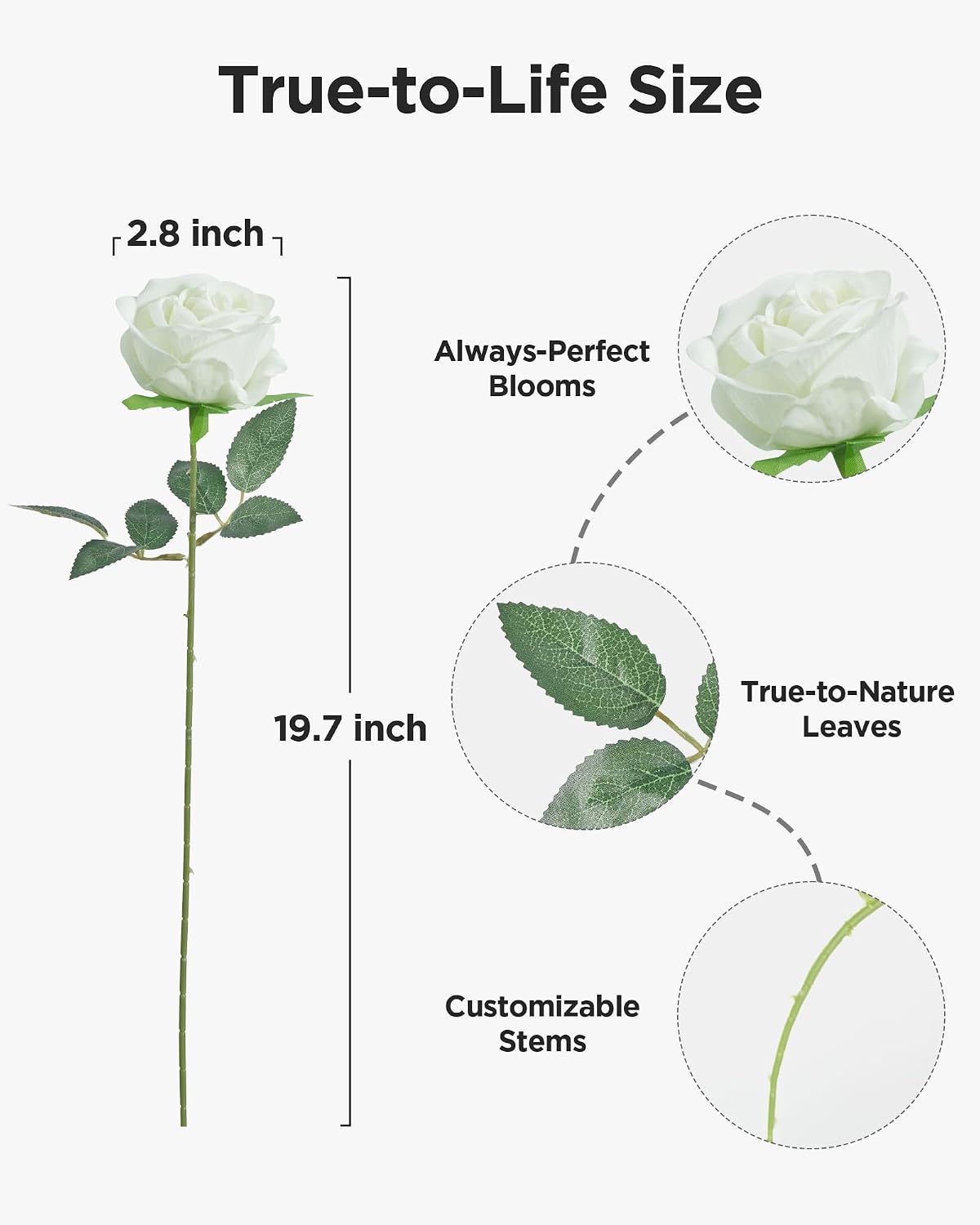 innogear white roses artificial flowers 50 pcs fake shown in use