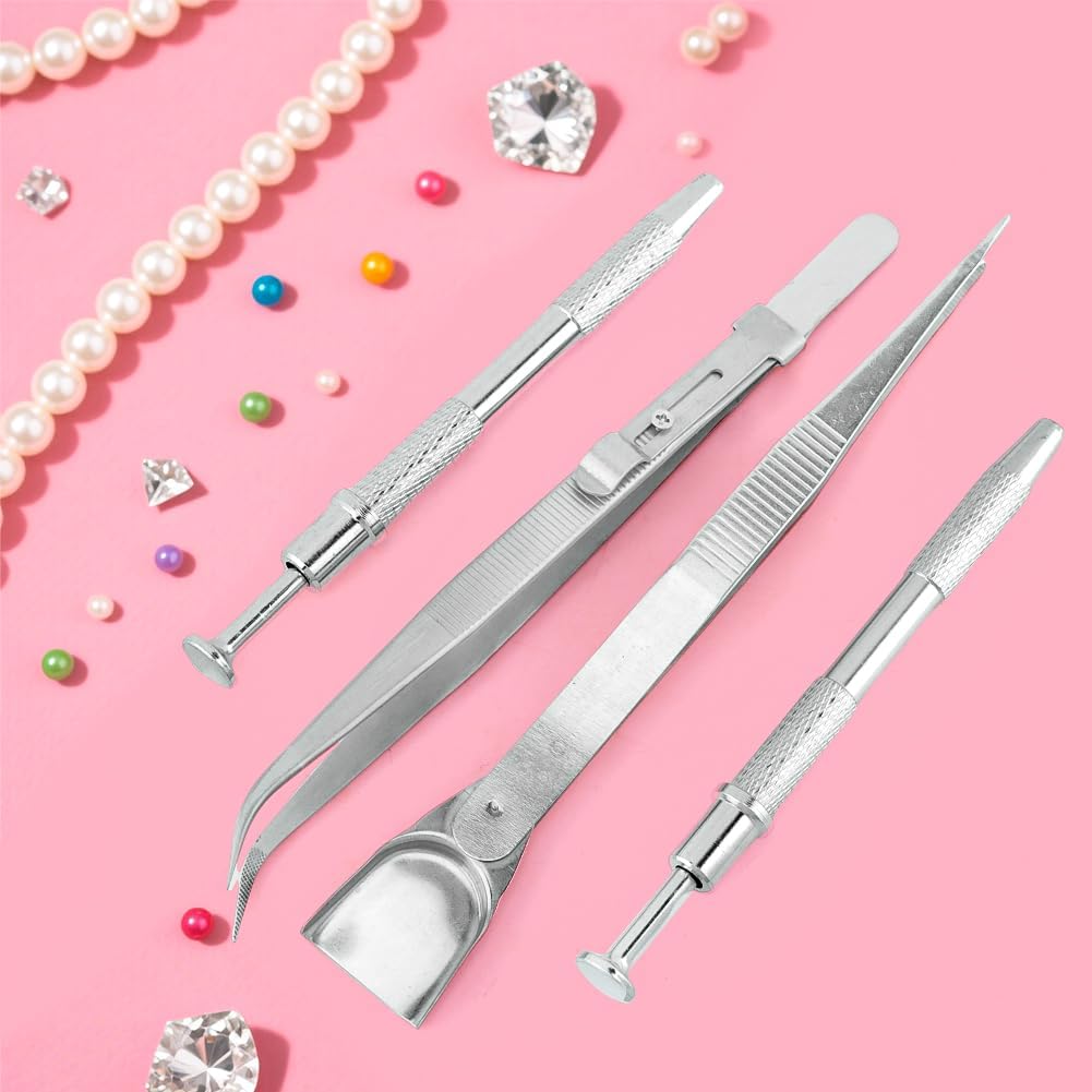 4pcs Sprinkles Tools for Cake Decorating, 4 Claw Sprinkle Pen Pearl Grabber Cakes Tweezers Pearl Sprinkle Spoon with Shovel Head Spoon for Cakes Ice Cream Baking