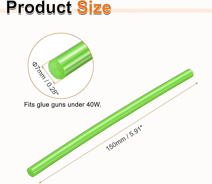 HARFINGTON 10pcs Hot Glue Sticks 0.28" Dia x 5.91" Long EVA Mini Hot Melt Adhesive Glue Stick for Hot Melt Gun Wood Plastic Glass Flowers Fabrics Foam, Light Green