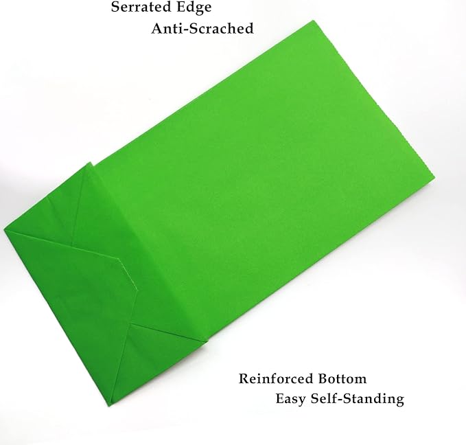 Oletx 30-Pack Green Party Favor Paper Bags, 9'' Wrapped Treat Bags for Birthday Party, Baby Shower, School Activities