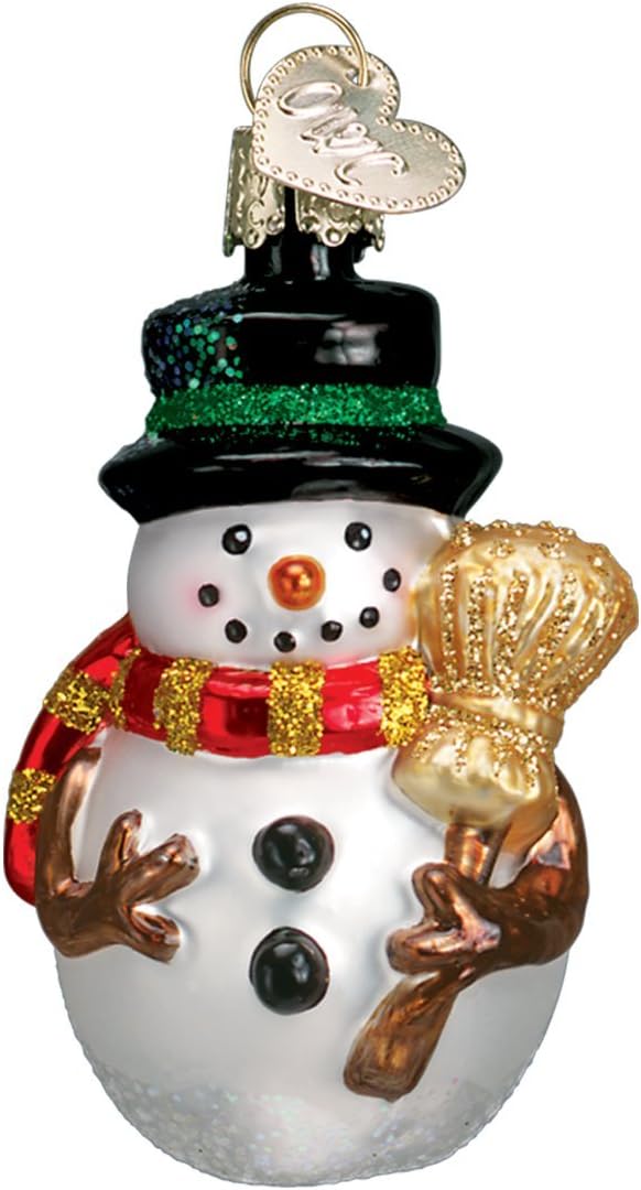Old World Christmas Mini Snowman Set Glass Blown Ornament for Christmas Tree, Handcrafted Holiday Decoration, Set Collection