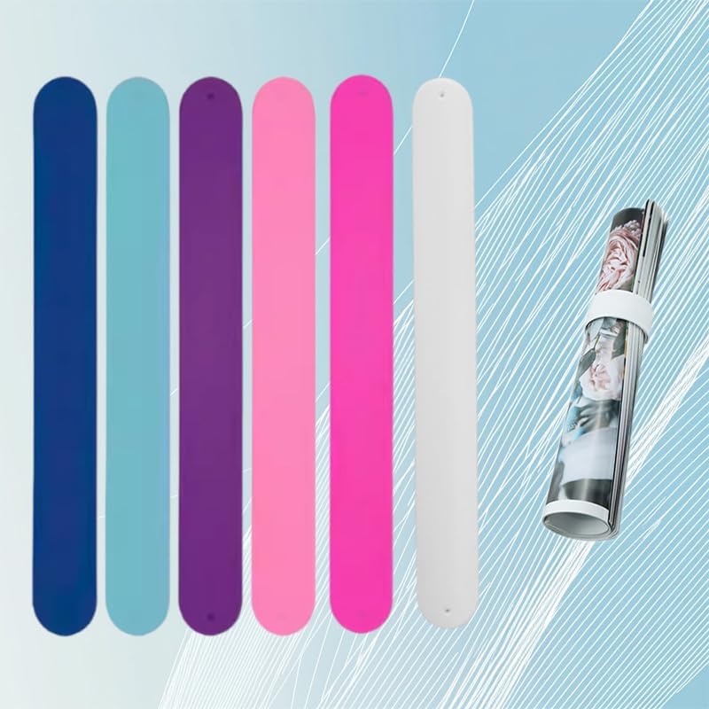 6 Pieces Wrapping Paper Holder Paper Roll Holder Silicone Covered Metal Strips Poster Slap Bands Gift Wrapping Paper Clamps for Home Storage Organization(Muticolor3)