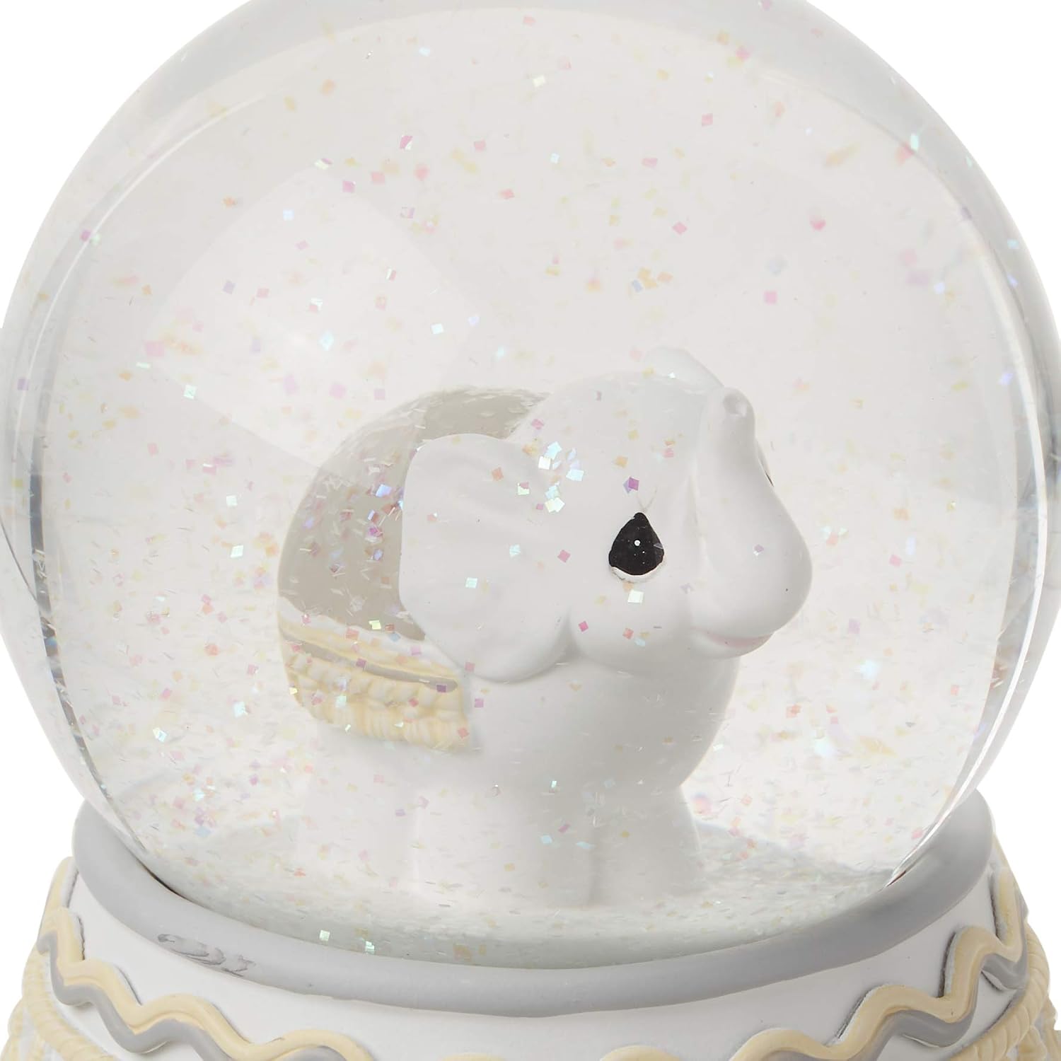 Precious Moments 179303 Love You Tons Resin/Glass Elephant Musical Snow Globe, Gray Chevron