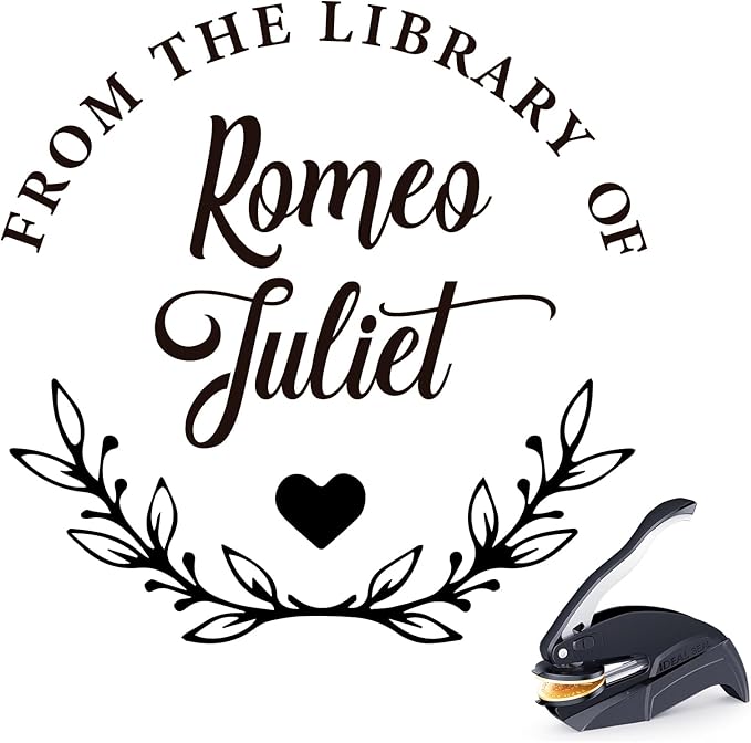 Book Embosser Personalized - Custom Library Embosser Stamp Gifts for Book Lovers, Readers, Teachers (Floral-06)