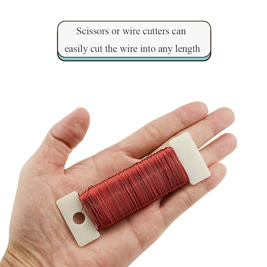 HAHIYO 26Gauge Red Metal Floral Wire - 3 Rolls, 115 Yards (345 Feet) - Flexible Paddle Wire for Craft, Christmas Wreath, Flower Arrangement, Bouquet Wrapping, Wedding, DIY