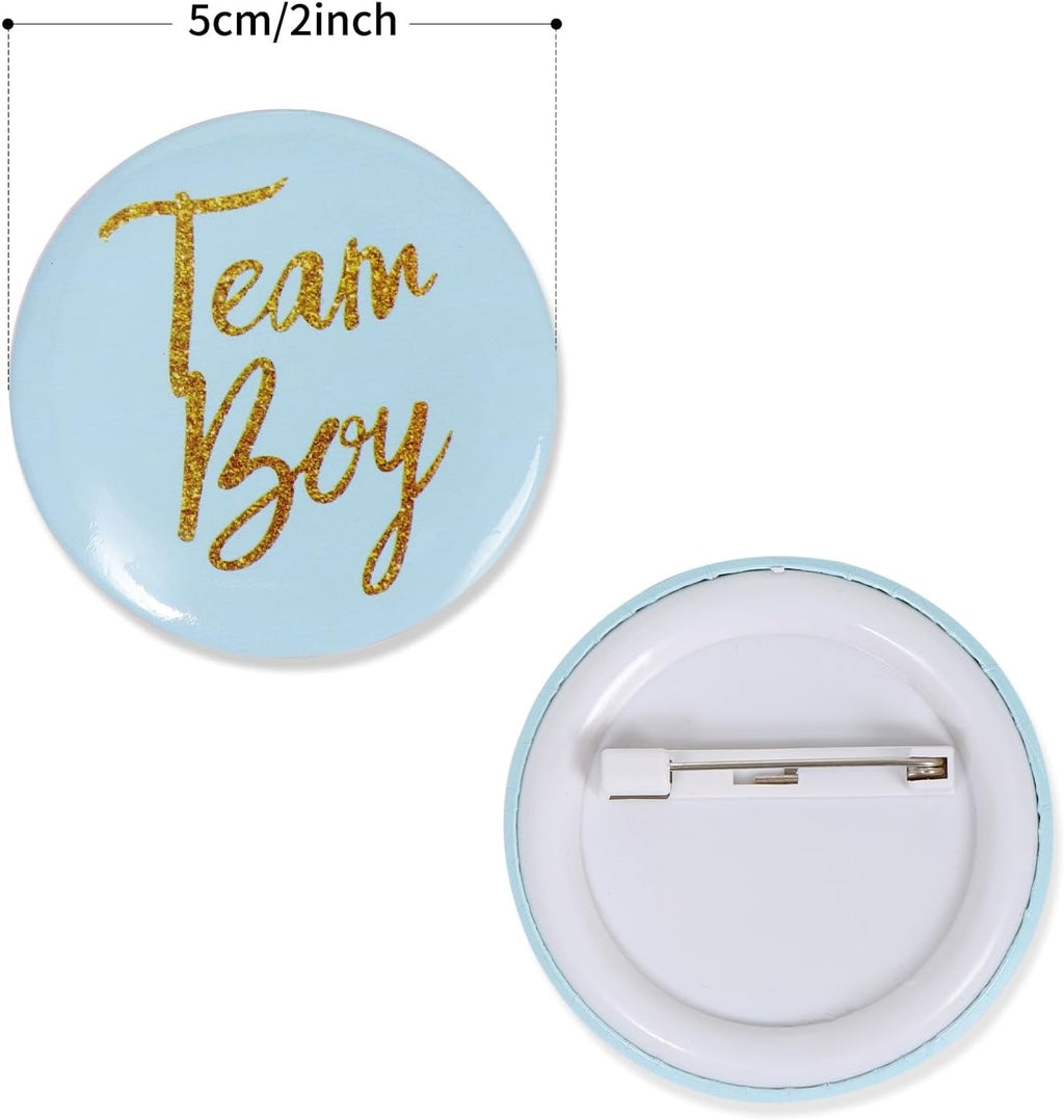 Gender Reveal Button Pins 30 Pcs, Team Boy Girl Button Pins, Pink blue Button Pin for Baby Shower Party Favors Gender Reveal Party Supplies