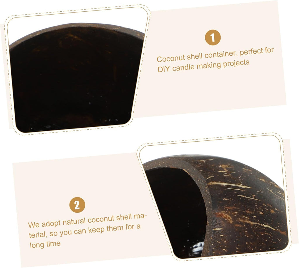 Coconut Shell Candle Holder for Projects Natural Wax Container Decorative Cup for Romantic Atmosphere and Special Occasions